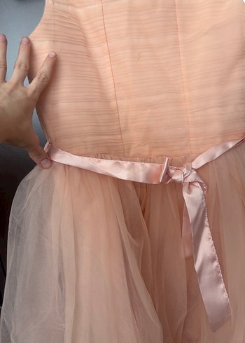 Kız Çocuk Bej Piliseli Tül Elbise mezuniyet/düğün - Görsel 8