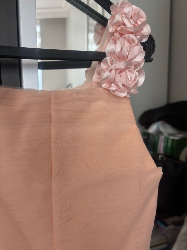 Kız Çocuk Bej Piliseli Tül Elbise mezuniyet/düğün - Görsel 3