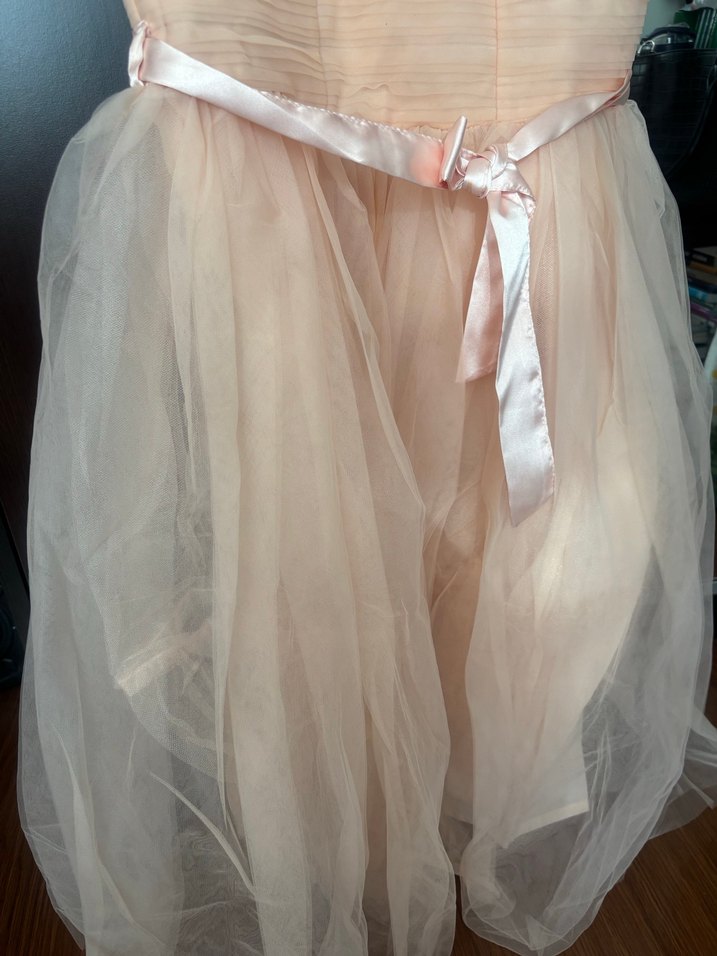 Kız Çocuk Bej Piliseli Tül Elbise mezuniyet/düğün - Görsel 5