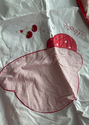 Kırmızı kirazlı pamuk sağlıklı kumaştan Nevresim yastık - Görsel 2