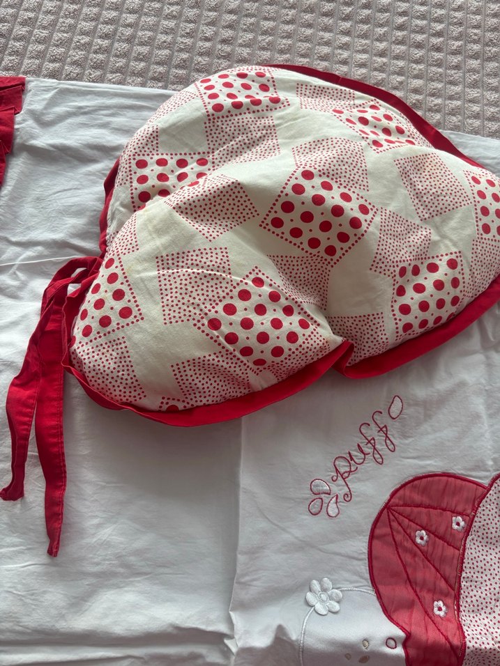 Kırmızı kirazlı pamuk sağlıklı kumaştan Nevresim yastık - Görsel 5