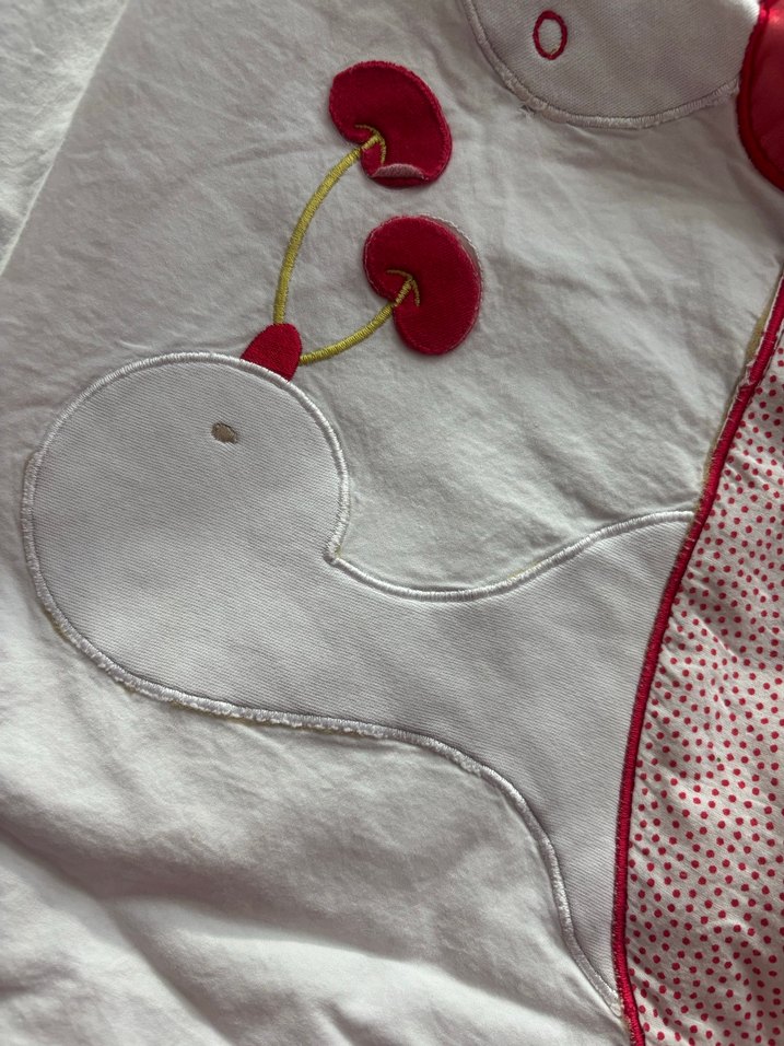 Kırmızı kirazlı pamuk sağlıklı kumaştan Nevresim yastık - Görsel 3