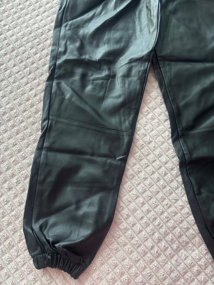 Kadın Siyah Deri pantolon - Görsel 5