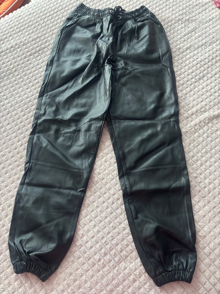 Kadın Siyah Deri pantolon - Görsel 4