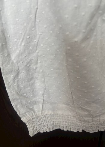 Beyaz Fırfırlı Keten Bluz vintage - Görsel 4