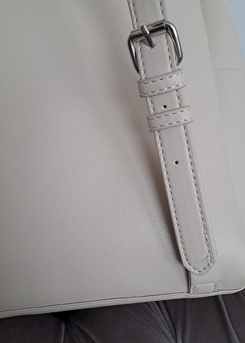 Beden beyaz Renk ZARA Bej Deri Kadın Sırt Çantası