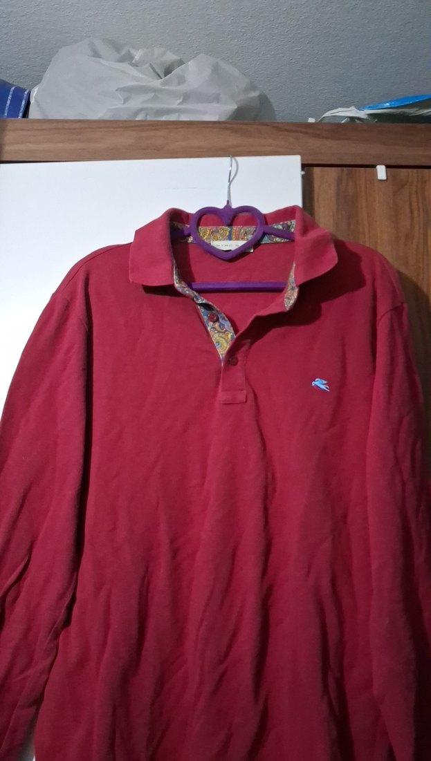 Bordo Uzun Kollu Polo Tişört - Görsel 4