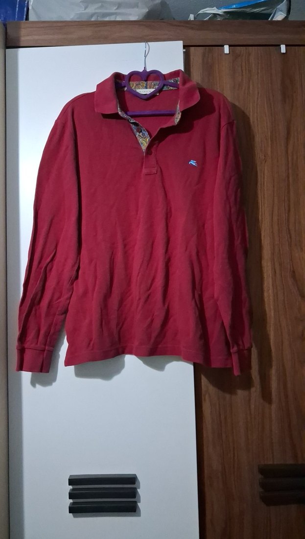 Bordo Uzun Kollu Polo Tişört - Görsel 2