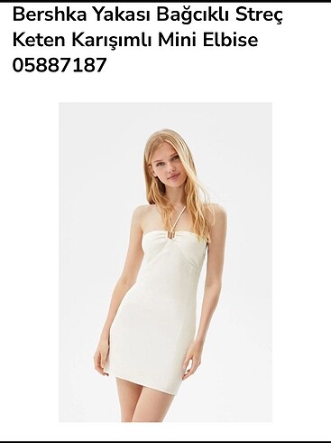 bershka keten karışımlı elbise