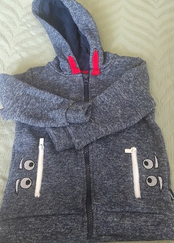 lacivert Kapüşonlu Erkek Sweatshirt Fermuarlı