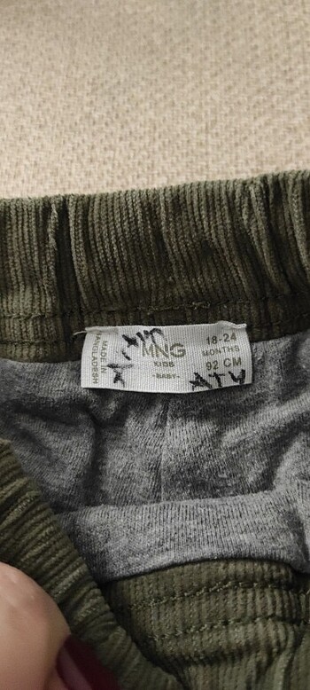 18-24 Ay Beden haki Renk Çift katlı fitilli pantalon