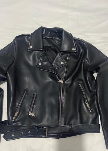 m Beden siyah Renk Kadın Siyah Deri Biker Ceket
