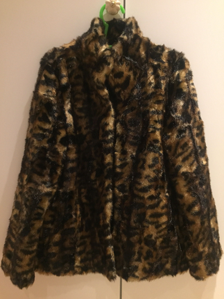 Leopar desenli vintage tarzkurk mont 