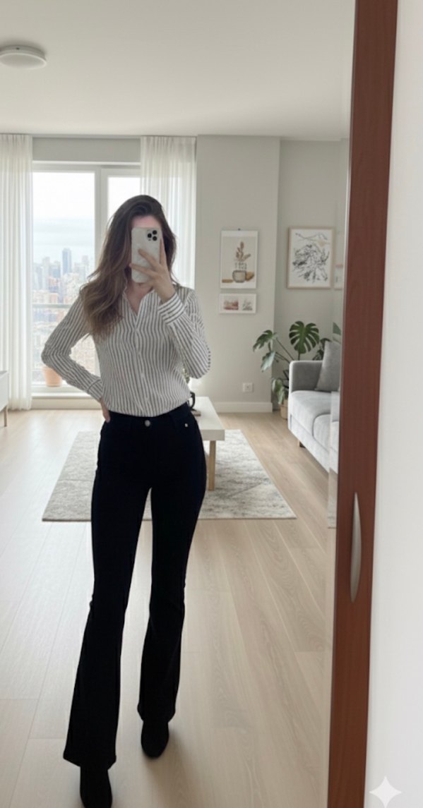 Zebra Desenli Belden Oturan V Yaka Ofis Gömleği - Görsel 2