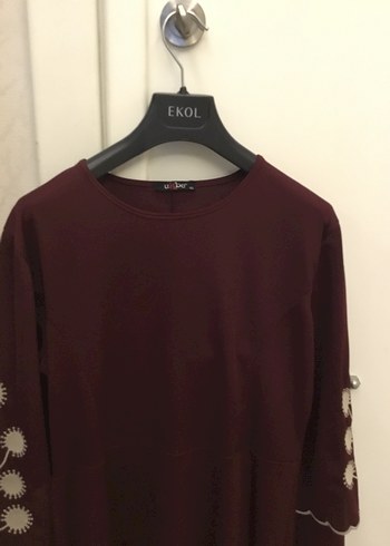 Kolları Nakışlı Uzun Kollu Elbise - Görsel 3