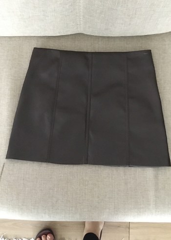 Koton Kahverengi deri mini etek - Görsel 4