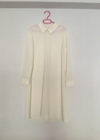 Düğmeli Beyaz Uzun Kadın Tunik - Görsel 5