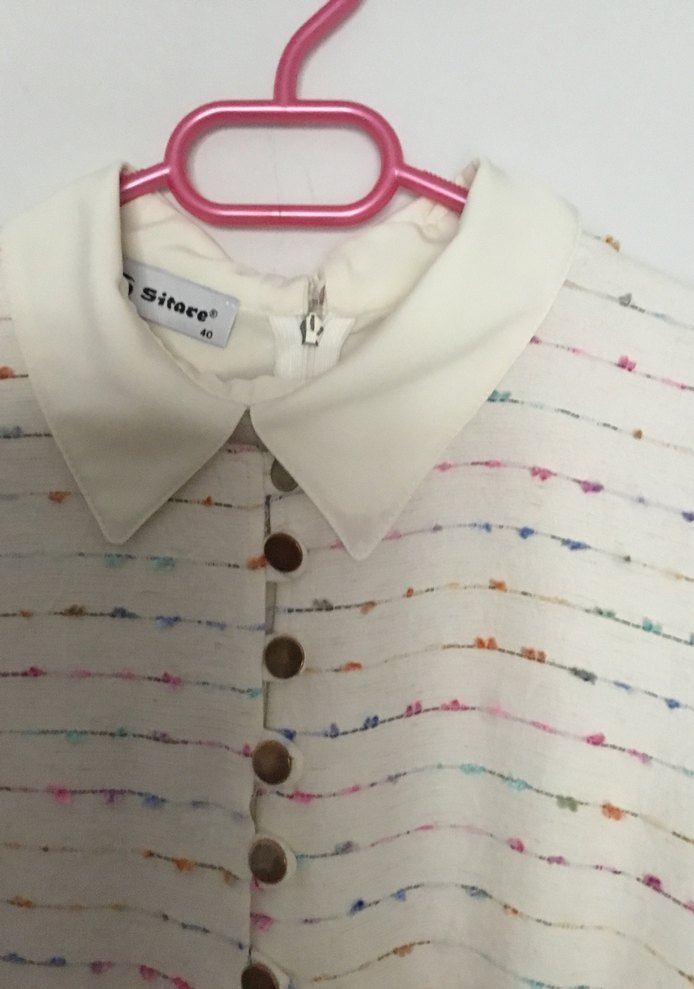 Düğmeli Beyaz Uzun Kadın Tunik - Görsel 3