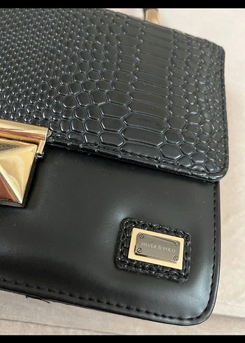 Klasik Siyah Yılan Desenli Deri Kadın Çanta - Görsel 2