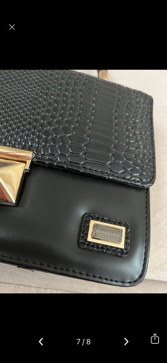 Klasik Siyah Yılan Desenli Deri Kadın Çanta - Görsel 2