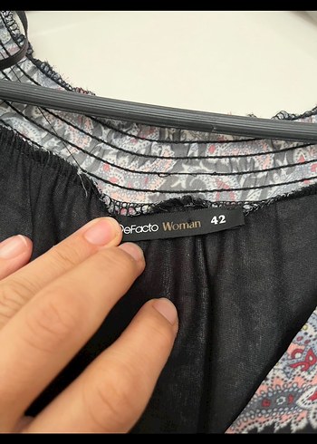 Bohem V Yaka Uzun Kollu Desenli Elbise - Görsel 3