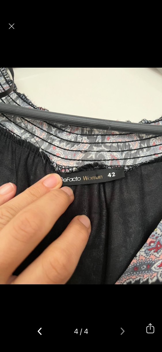 Bohem V Yaka Uzun Kollu Desenli Elbise - Görsel 3