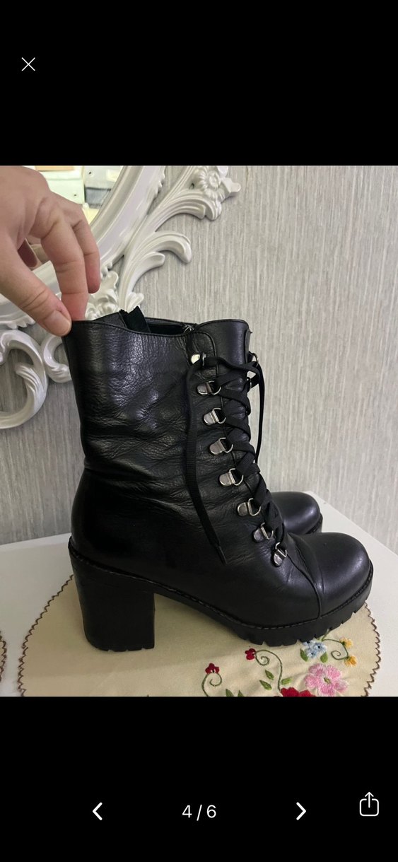 Kadın Siyah Deri Yüksek Topuklu Goth Botlar - Görsel 4