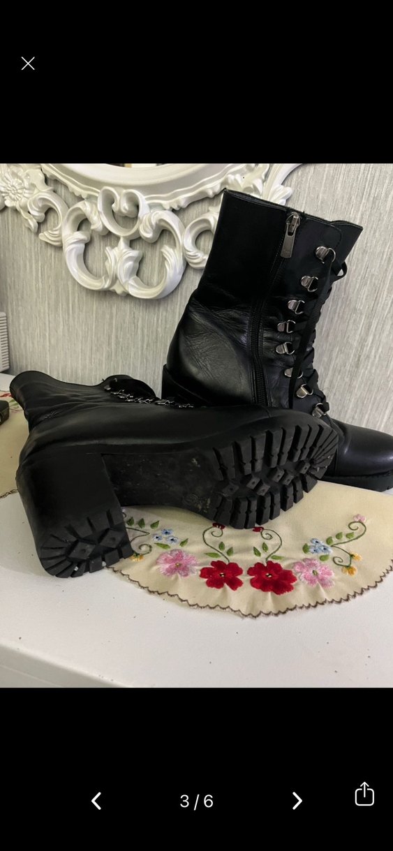 Kadın Siyah Deri Yüksek Topuklu Goth Botlar - Görsel 3