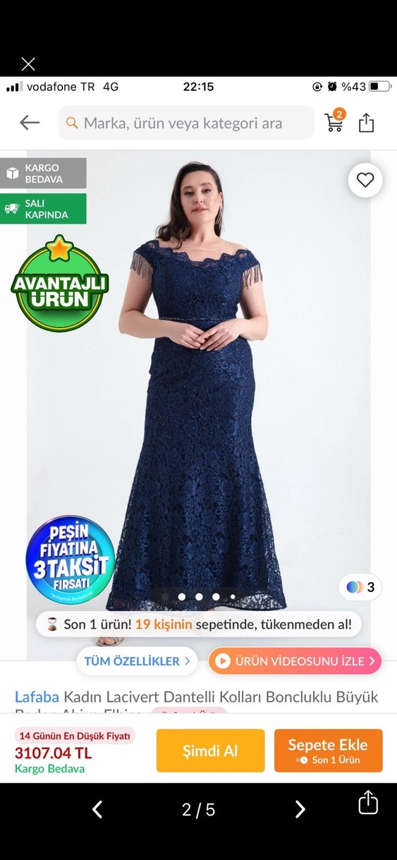 Drapeli Lacivert Uzun Abiye Elbise - Görsel 2