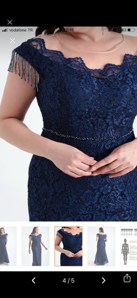 Drapeli Lacivert Uzun Abiye Elbise - Görsel 4