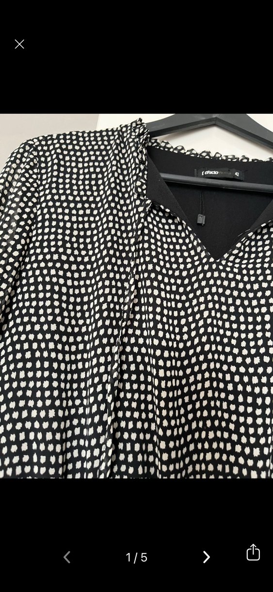 Siyah Puantiyeli Uzun Kollu Uzun Elbise - Görsel 2