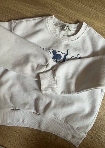 Çocuk Beyaz Baskılı Uzun Kollu Sweatshirt - Görsel 4