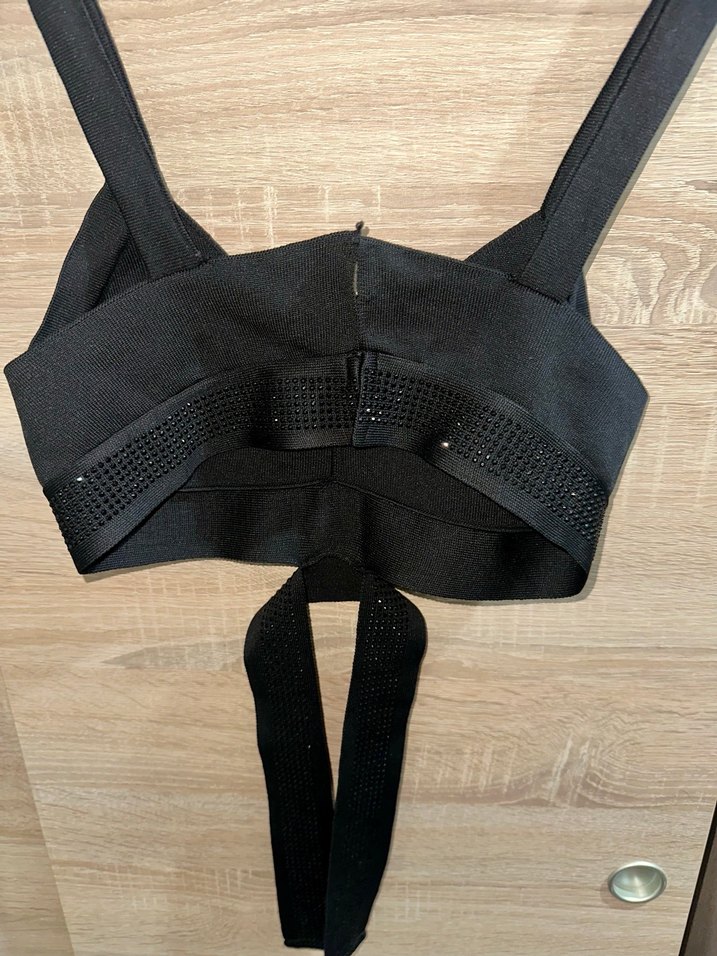 Siyah V Yaka Kemerli Mini Büstiyer - Görsel 3