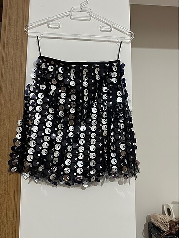 Pullu payetli mini etek