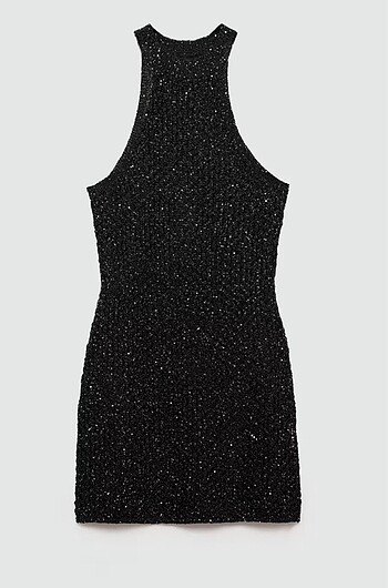 Halter yaka payetli elbise