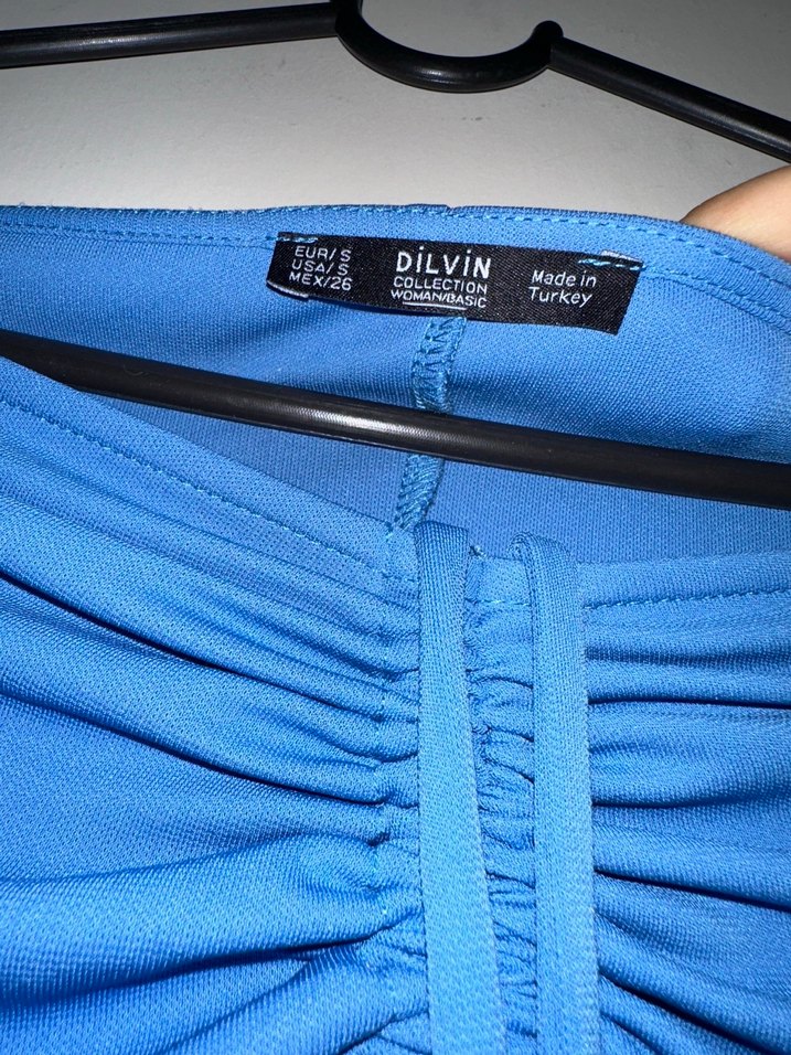 Dilvin Drapeli Mavi Uzun Etek - Görsel 3