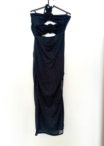 Siyah Straplez Uzun Gece Elbisesi - Görsel 3