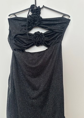 Siyah Straplez Uzun Gece Elbisesi - Görsel 4