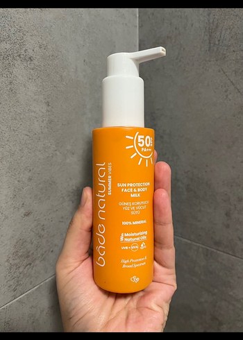 Bade Natural Güneş Koruyucu Yüz ve Vücut Sütü SPF 50