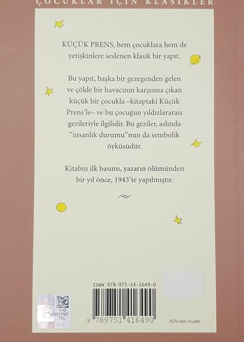 Beden Küçük Prens - Antoine de Saint-Exupery / Remzi Kitabevi