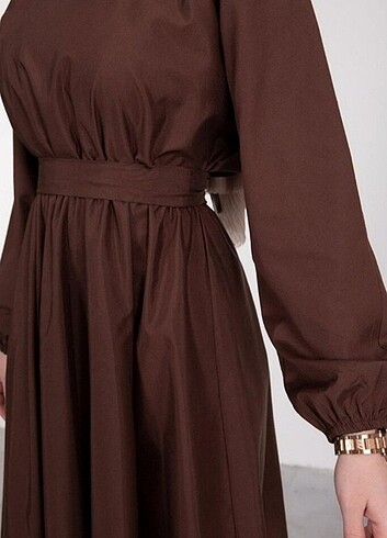 universal Beden Kahverengi dökümlü şık elbise