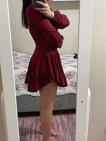 s Beden bordo Renk Elbise