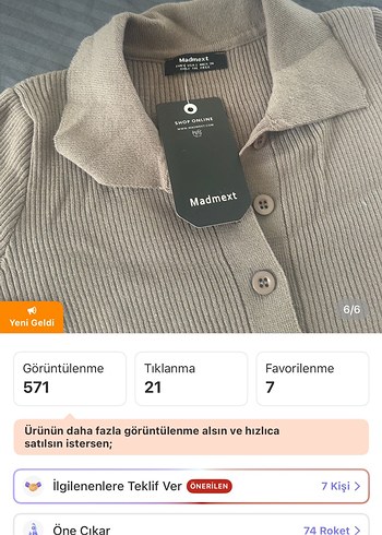 Diğer Madmext Vizon Yandan Yırtmaçlı Polo Yaka Kadın Triko Elbise