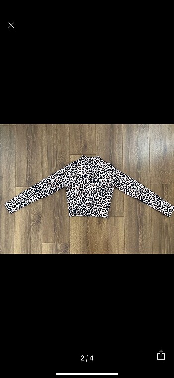 Diğer Leopar Crop Bluz Top Body Kazak