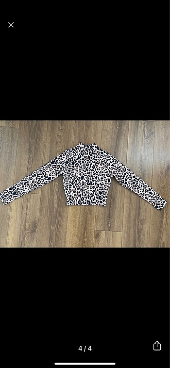 xs Beden camel Renk Leopar Crop Bluz Top Body Kazak