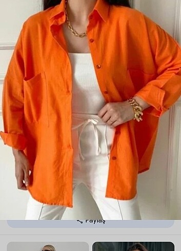 Diğer Turuncu oversize gömlek