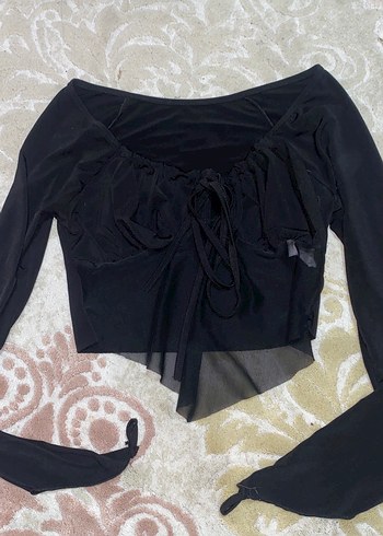 Kadın Siyah Gotik Drapeli Bluz