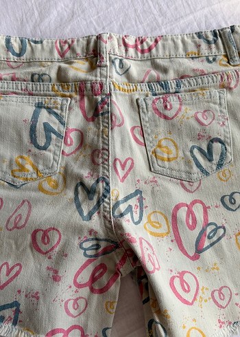 11-12 Yaş Beden Bohem Çok Renkli Desenli Kız Denim Şort