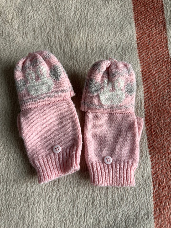 Bebek Pembe Örgü Eldiven - Görsel 4