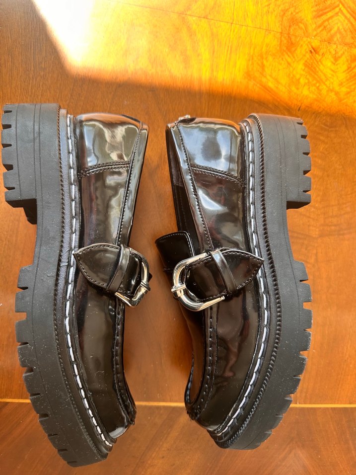 Siyah Parlak Tokalı Loafer Ayakkabı - Görsel 5